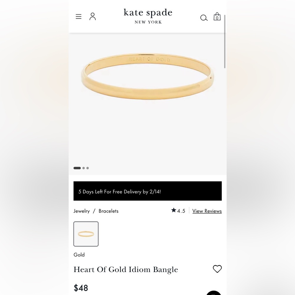 Kate Spade ♠️ “Heart of Gold” Bangle